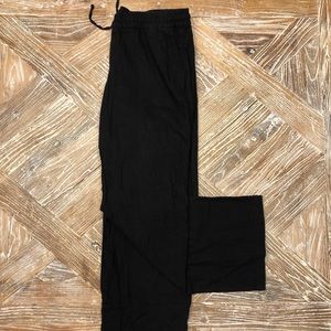 Black linen draw string pants.